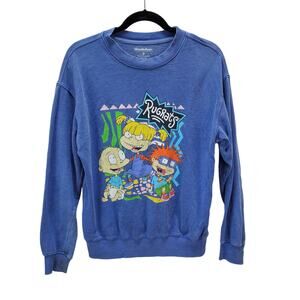 Nickelodeon Rugrats Sweatshirt Womens Small Blue Crew Neck Long Sleeve Shirt Top